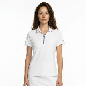 Peter Millar Golf Polo Woman's Medium White 1/4 Zip Stretch Performance UPF 50